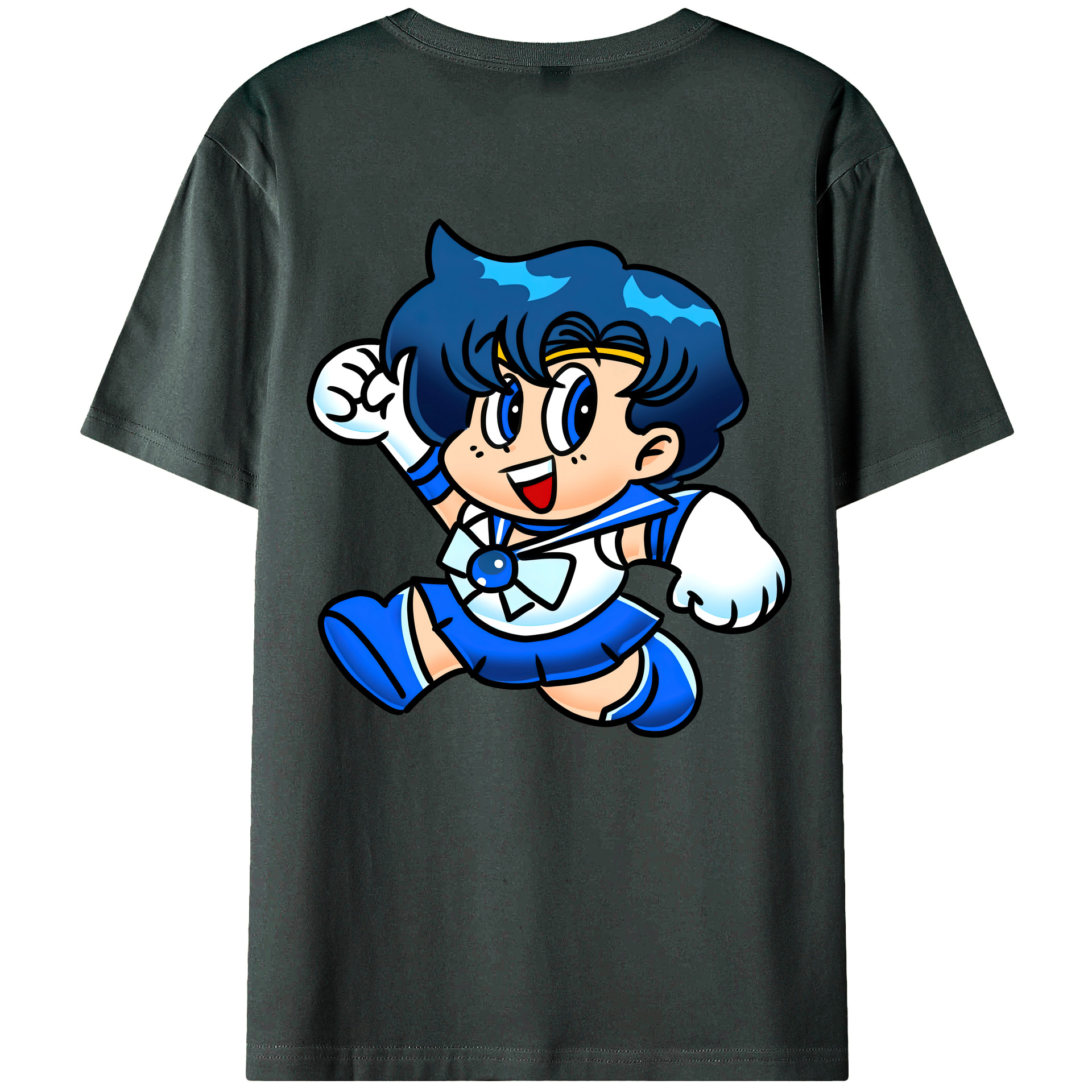 （画像用） 美少女戦士セーラームーン 水野 亜美 みずの あみ Sailor Moon Mizuno Ami 綿100％ メンズ半袖Tシャツ（バックプリント） 通気性